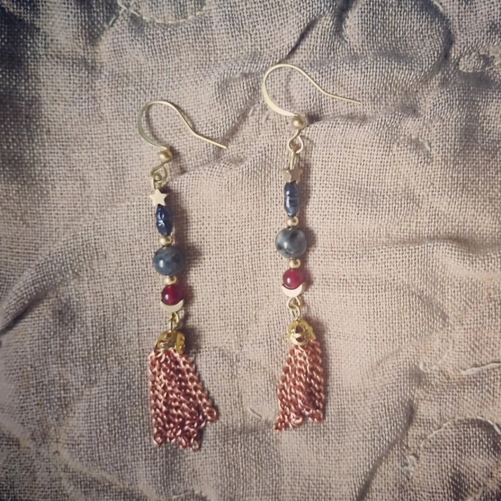 Cosmic Black Pearl Tassel Earrings